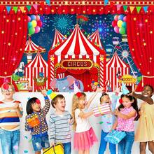 1 Stück Zirkus Hintergrundplane, Karneval Dekoration Zirkus Hintergrund geeignet für Geburtstags Party Fotografie Hintergrund Karneval Themen Party Dekoration - Verschiedenfarbig - Übersicht 4