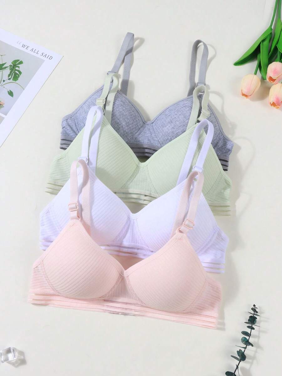 4件套少女舒适透气固定扣文胸，成长少女内衣，适合13-16岁女孩