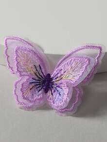 12 pachete de aplicații fluture dublu strat, 2,4 in - etichete fluture din organza brodată din dantelă, ornamente cu fluturi din material textil multicolor, consumabile de cusut pentru rochie de mireasă, meșteșuguri DIY - Multicolor - Vizualizare 8