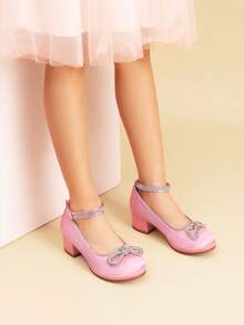 Girls' Dress Shoes - Platform Princess Pumps With Ankle Strap (Flower Party/Wedding Shoes For Little & Big Kid - 粉色 - 查看 3