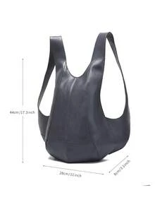 Casual Minimalist Oil Wax PU Leather Backpack, Anti-Theft Backpack, Crazy Horse Leather Unisex Student Backpack - 淺藍色 - 查看 10