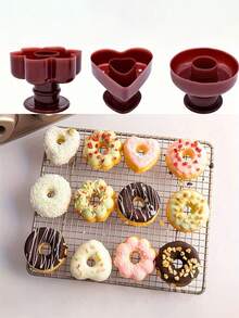 3pcs Large Round Heart Shaped Donut Baking Mold, Baking Tool Imprint Cookie Cutter Plastic Hollow Bread Mold, Multi-Purpose Donut Bread Baking Mold For Home