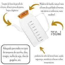 750ml Glass Cruet With Spout For Oil, Vinegar, And Square Bamboo Lid - Multicolor - View 2