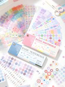 彩色卡基本贴纸书，简约高品质剪贴簿材料，数字和圆点手工 DIY 贴纸 - 彩色 - 查看 12