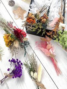 4/12 piezas Ramo de flores secas mini, flores secas naturales mixtas de estilo bohemio, decoración de flores secas hechas a mano mini para boda, marco de fotos, caja de regalo, jarrón, decoraciones para el hogar DIY (Serie verde)