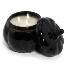 Three-Wick Pumpkin Jar Candle, Warm Leather Amber, 30 Oz