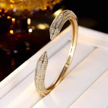 1 件经典铜材质方晶锆石镶嵌手镯，百搭珠宝，母亲节礼物 - 手鐲 - 查看 16