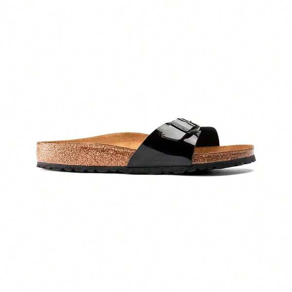 Birkenstock Madrid Birko-Flor Flat Women Sandals Lack schwarz 40303