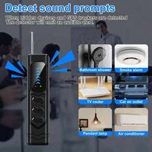 Rechargeable Smart Camera Detector, Anti-Eavesdropping, Anti-Spy, Anti-Tracking Device To Protect Privacy And Security. Wireless Signal, Infrared Detector, Anti-Positioning, Hotel Anti-Spy, Hidden Camera Detector. Compatible With GPS Tracker, Wiretapping Equipment, Anti-Spy Detector, Wiretap, RF Signal. 5 Levels, 4 Professional Modes, 24-Hour Working Time.