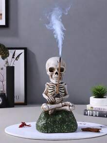 1pc Creative Micro Landscape Resin Skull Ghost Shape Living Room Study Desktop Decoration Incense Burner Gifts Birthday Graduation - White - View 15