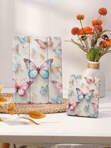 Dreamy Butterfly Pattern Tablet Protective Case, Compatible With IPad 9.7/10.2/10.5/10.9/12.9/Pro 11, 10th Generation, Compatible With Samsung Galaxy Tab S6 Lite 10.4-Inch, Compatible With Kindle Paperwhite 12th Gen 2024, Kindle (11th Generation) 2022 Release, Soft Fall Protection, Smart Stand/Automatic Wake-Up/Sleep