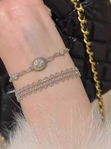 Tsnamer 1 pieza Pulsera de cobre con estilo de encaje milanés, diseño retro y sencillo, versátil para uso diario