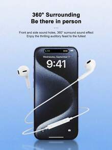 Type C Wired Earphones, 3.5mm Jack Round Plug, USB C Earbuds,Audio Earphones Headphones Electronic Calls & Music Bass Stereo In-Ear Headphones Wireless Headphones Headset For IPad/PC - White - View 8