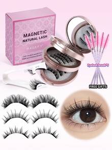 MAGEFY Bộ 3 cặp/bộ mi giả từ tính CC Curl tự nhiên kèm dụng cụ chuyên nghiệp + 5 kẹp mi, đuôi mắt dài, nhiều kiểu, mi giả Manga 3D tự nhiên, mi mắt mèo, mi giả mềm mại, mi giả dạng dải, vật dụng cần thiết khi đi du lịch mùa hè 2025, hướng dẫn quà tặng ngày lễ, kỳ nghỉ ở bãi biển, chuyến cắm trại, quà tặng cho phụ nữ và trẻ em gái mi giả dạng dải, mi giả, lông mi, mi giả - Mi tự nhiên - Xem 13