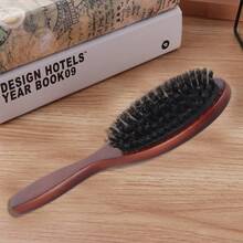 Wooden Boar Soft Natural Bristles 8.66" Oval Hair Brush, Detangling, Anti-Static Technology, Brown