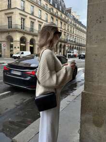 كنزة صوفية نسائية جديدة ذات رقبة عالية محبوكة للخريف والشتاء، بتصميم كاجوال فضفاض مناسب للارتداء اليومي، قياس ضيق، مناسبة لعيد الهالوين