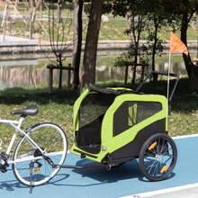 PawHut 2 In 1 Dog Bike Trailer Pet Stroller For Large Dogs W/ Hitch - Green - Green - View 9