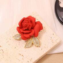 1 Pc Rose Flower Elegant Red Chic Fashion High-Quality Pin Brooch, High-End Jewelry Lapel Pin Brooch Dress Accessories Pin For Clothes Bag Charm School Office Accessories Shirts Jacket Christmas Halloween Clothes Pin Funny Cute Teacher Gifts