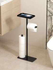 1pc Standalone Toilet Paper Holder With Storage Tray - Stylish Multi-Roll Paper Storage Rack, Suitable For Bathroom And Kitchen, Space-Saving Design, Bathroom Storage, Bathroom Accessories