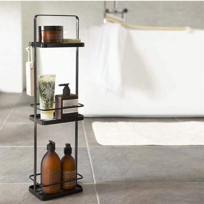 1pc Fashionable 3-Tier Bathroom Storage Rack, Simple Waterproof Organizer Shelf For Bathroom Bathroom