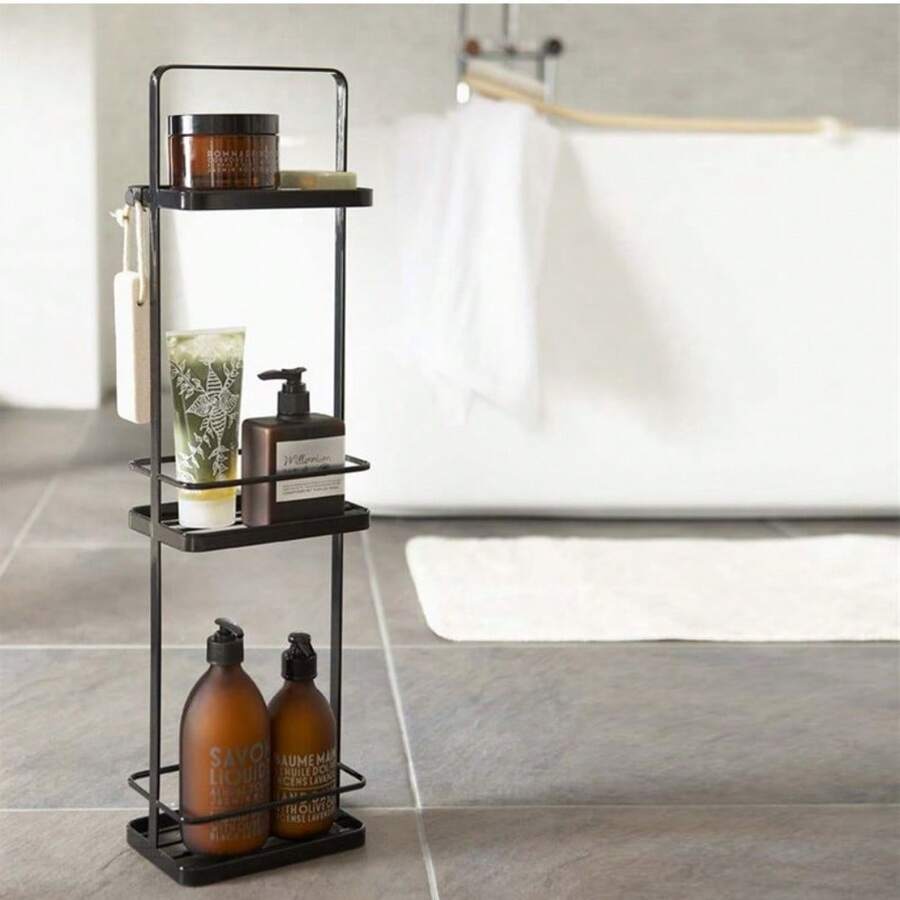 1pc Fashionable 3-Tier Bathroom Storage Rack, Simple Waterproof Organizer Shelf For Bathroom Bathroom - Multicolor - View 1