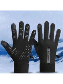 1 Pair Unisex Winter Waterproof Bicycle Gloves Outdoor Sports Skiing Running Motorcycle Touch Screen Wool Warm Anti-Slip Full-Finger Gloves - Multicolor - View 3