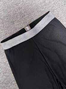 Quần legging bó sát co giãn sáng bóng gợi cảm dành cho nữ, Quần thể thao & đi làm thời trang 3/4, Xuân/Thu - màu đen - Xem 10