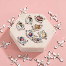 12 Stücke zufällig gemischte 3-Loch Anhänger Charms mit Kreuz, geeignet für DIY Rosenkranz Armband, Halskette usw. (6 Stücke + 6 Stücke)