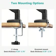 Single Monitor Mount, Gas Spring Monitor Arm 17 - 34 Inch Screens, Adjustable Computer Monitors Stand Up To 26.4lbs, With Clamp And Grommet Base, Mounting Holes 75 And 100mm GSMP001N Black - 34吋+黑色 - 查看 7