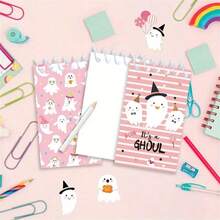 4/8pcs Halloween Style Memo Pads, Vertical Flip Portable Spiral Notebook, Tear-Off Loose-Leaf Paper Notepad, Cute Ghost, Pumpkin, Bat, Suitable For Halloween Party Small Gifts - Set - View 7