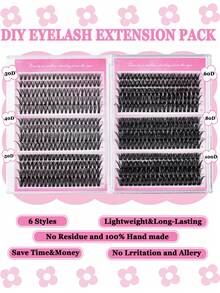 SEXYSHEEP 520pcs D-Curl Eyelash Extension Kit, DIY 30D, 40D, 50D, 60D, 80D, 100D Lash Extension Set, Soft & Fine 8-16mm Mixed Single Lashes, Includes Lash Glue, Sealant, Tweezers & Brush For Easy At-Home Application - Black - View 7