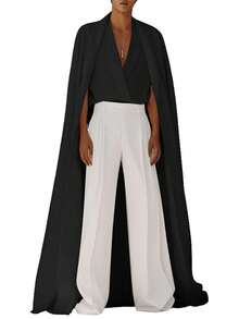 INCERUN Fashion Mens V-Neck Cloak Sleeve Solid Blouse Casual Party Long Shirt Tops - Black - View 4