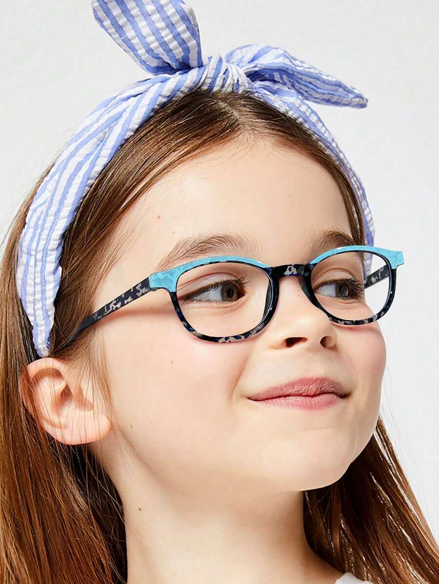 1 pieza Gafas cuadradas de marco de acrílico para adolescentes de 14 a 16 años, con estampado de leopardo bohemio de moda, sin receta, perfectas para uso diario y accesorios de viaje
