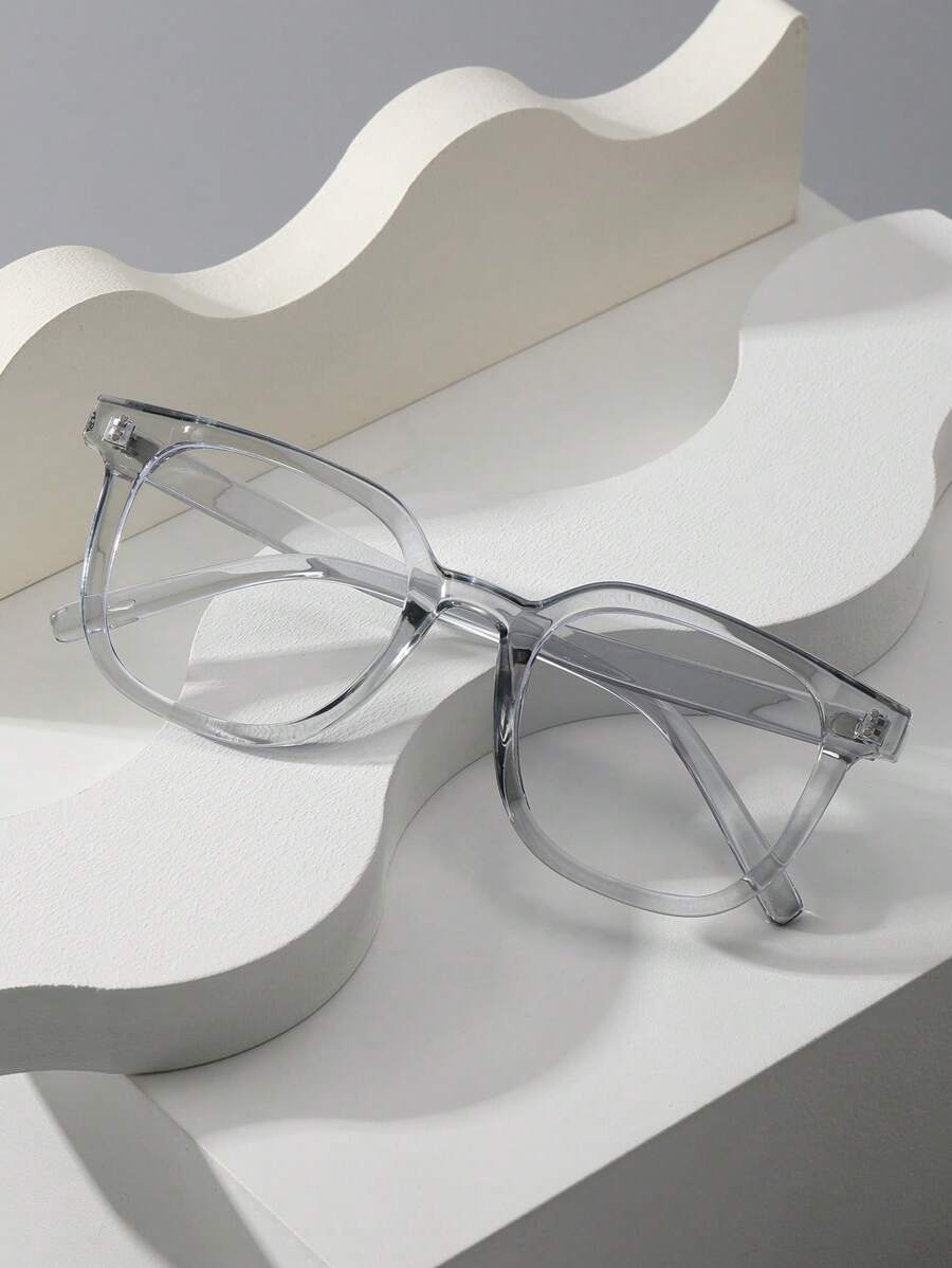 1pc/2pcs/3pcs Women Fashion Non-Prescription Glasses Classic Square Frame Rivet Personalized Versatile Minimalist Comfortable Transparent Glasses, Suitable For Daily Use, Computer, Reading, Mobile Phone, Gaming - Clear - View 1