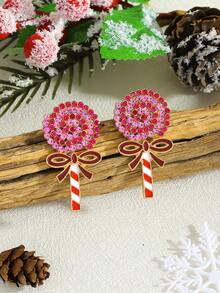 1 Pair Bohemian Style Christmas Element Earrings, Crafted With Enamel And Rhinestone In Christmas Tree Pendant Design, Suitable For Women To Wear During Holidays For Photo Shoots, Also A Great Gift