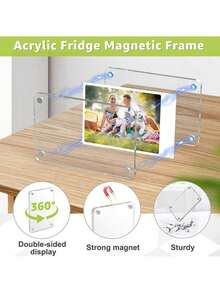 1/6 pièces/set Cadres photo acryliques pour réfrigérateur, cadres photo transparents pour mini photos instantanées de taille portefeuille pour réfrigérateur