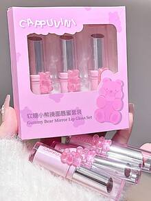 Cappuvini Moisturizing & Hydrating Mirror Gloss Plump Lip Tint, Natural Color, Bear-Shaped Solid Lip Balm, Long-Lasting & Transfer-Resistant, Versatile Lipstick - Nhiều màu - Xem 8