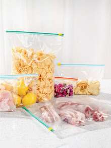45 st matförvaringspåsar, fryspåsar, återanvändbara förseglingspåsar, lämpliga för frukt, grönsaker, spannmål och kött | Perfekt för köksorganisation och matkonservering, matförvaringslösning | Lufttät försegling - 10/15/20/45 st - Multifärgad - Visa 7