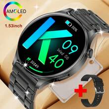 1.53" AMOLED Touchscreen Smartwatch, 100+ Sports Modes, Fitness Tracking, Wireless Calling, Notifications, Pedometer, Calorie Counter, Customizable Dial, Alarm, Weather, Music Control, Compatible With Android & IOS - Multicolor - View 11