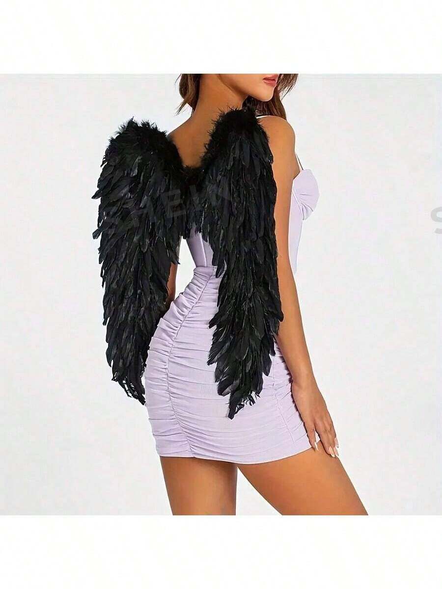 1/2/3pcs Angel Colored Feathers, Personalized Wings, Holiday Adult Photography Props, Cosplay, Suitable For Holiday Performance Costumes, Halloween Holiday Costumes, And Angel Demon Costumes.Christmas Wings. - A - View 1