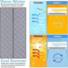 ستارة باب عازلة للحرارة مغناطيسية - قماش أكسفورد ثقيل، بطانة مسمكة، زيادة في الارتفاع بمقدار 2 بوصة، مناسبة لأبواب زجاجية انزلاقية بعرض 80-120 سم، تحافظ على الدفء وتقلل الضوضاء في الشتاء، رمادي، ستارة باب شتوية، عزل باب انزلاقي، سطح منسوج، بنية متينة، عزل المنزل، تصميم، خياطة مقواة، حل عزل المنزل