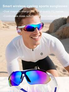 1pc Smart Glasses New Black Technology Wireless Headphones For Men And Women Outdoor Cycling Sports Navigation Voice Listening To Music Calling Voice Assistant Wake Up Remote Control Photography Apple Android Mobile Phone Universal Anti-Ultraviolet Sun Sunglasses Suitable For A Variety Of Face Shapes