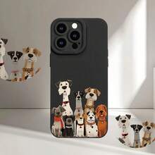 Funda de teléfono suave con estampado UV de patrón de familia de cachorros, ojos de ángel, protección completa de 360 grados para iPhone 16 11 12 13 14 15 Pro Max XR X/ XS 7 8 Plus SE Mini para smartphone - Mezcla de colores - Ver 5