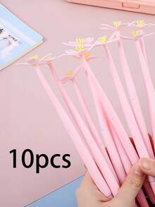 20/10/1pc 创意软凝胶笔 - 美丽的樱花风格，轻巧清新，可爱的花形，适合学生考试和签名，可爱的樱花凝胶笔 - 柔软防滑樱花设计，红色和粉色美学桌面装饰，适用于日记、礼品包装和办公用品，书写笔，花卉图案笔，流畅的书写工具 - 彩色 - 查看 10