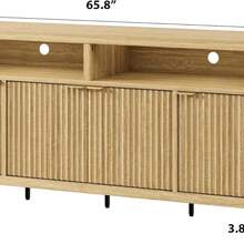 Studyset Fluted Storage Cabinet,65.8"W Sideboard Buffet With Doors,Kitchen Buffet Accent Console Table With Adjustable Shelves For Living Dining Room, Entryway,Raised Panel - 卡其色 - 查看 2