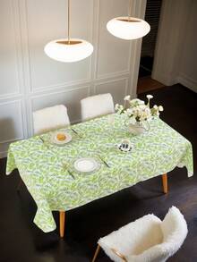 Obrus z tworzywa sztucznego PVC, zielony obrus w stylu rustykalnym, prosty wzór roślinny, 100% wodoodporny, olejoodporny, łatwy do wycierania, odpowiedni do stosowania wewnątrz i na zewnątrz, dekoracja stołu na festiwale i imprezy