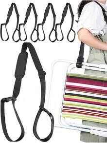 Sangle d'épaule pour chaise de plage, sangle d'épaule pour chaise de camping d'extérieur, sangle d'épaule universelle pour chaise pliante, sangle d'épaule pour sac à dos de chaise de plage, sangle d'épaule en nylon réglable, convient pour les chaises de plage, les scooters, les vélos d'équilibre, les vélos et les tapis de yoga, équipé de tampons antidérapants, confortable et durable