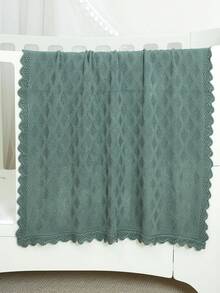 Dicke gestrickte Baby Decke, einfarbiges Diamant Jacquard Muster, weich & bequem, romantische wellige Kante, Säuglings-/Kleinkind-Wohndecke, Herbst/Winter