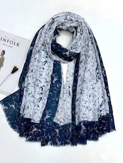 1件装简约透气流苏披肩，时尚波西米亚风女士围巾，大号披肩，适合户外防晒、海滩活动，多功能头巾