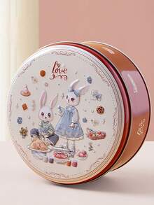 Halloween Cookie Jar, Tin Box, Rabbit Couple Set, Exquisite Candy Box, Round Tin, Big White Rabbit Candy Tin - Multicolor - View 7